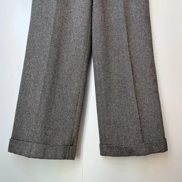 Vintage Eddie Bauer Wool Herringbone Wide Leg Trouser Pants Academia Heritage 8 - Picture 5 of 14